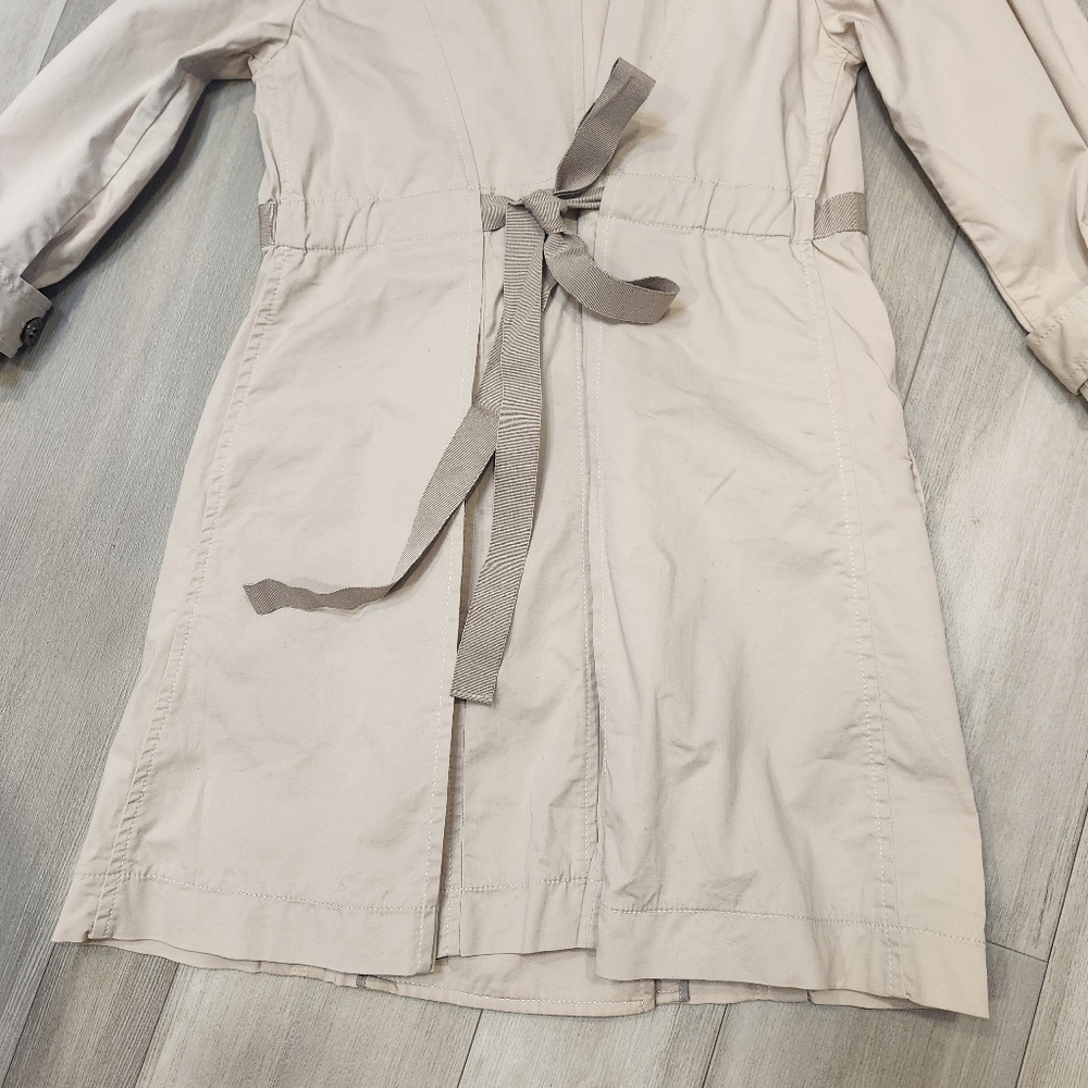 Pinko trench coat women's 6 ivory cotton mini pleated double chest Made in Italy - Picture 12 of 14